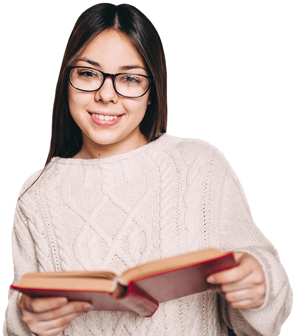 portrait of a female student holding book